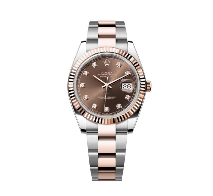 Rolex Datejust 41 New 2025 Chocolate Diamond Dial Two Tone Rose Gold Fluted Oyster Bracelet