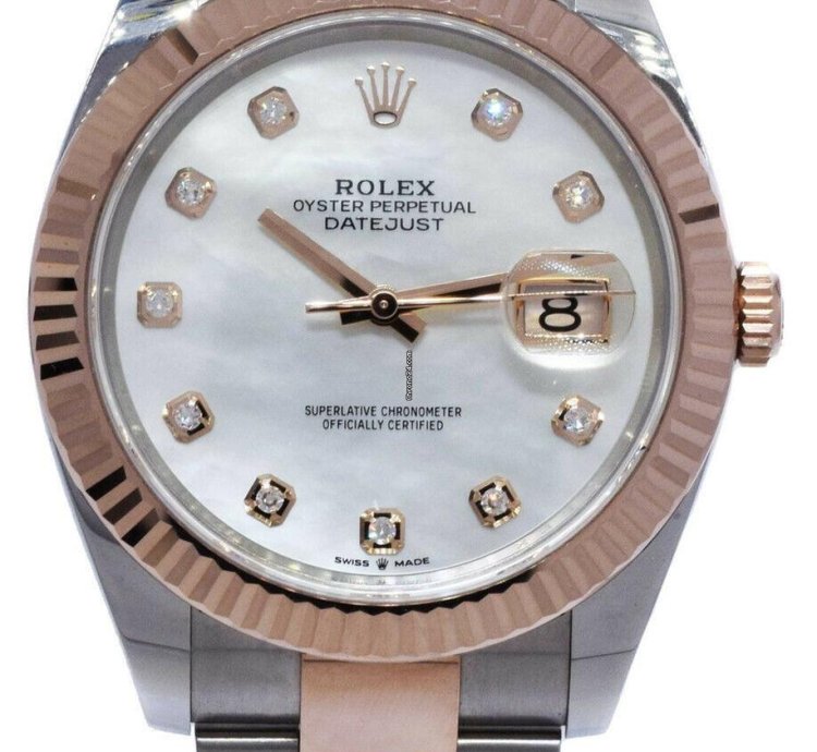 Rolex Datejust 41 Nos Rolex Datejust 18k Rosegold Steel 41 Mop Diamond Dial Watch 21 126331