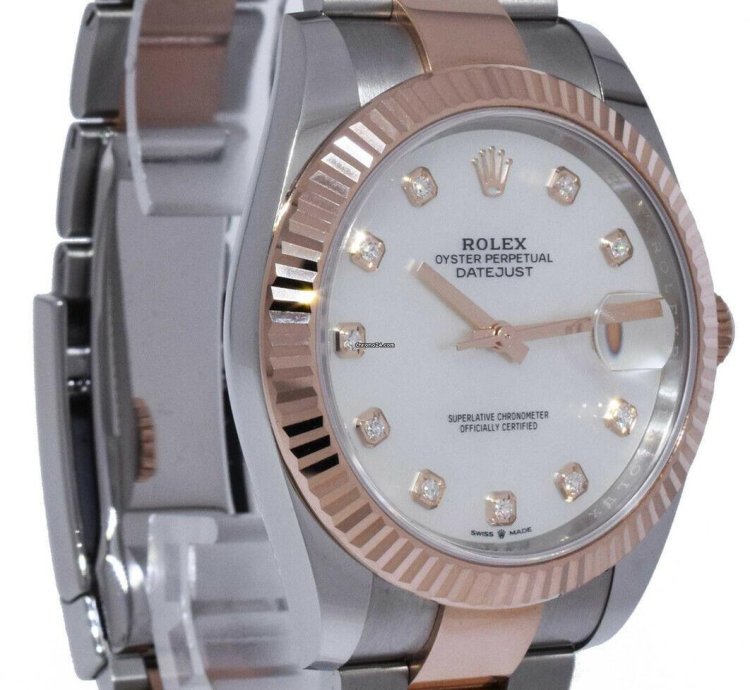 Rolex Datejust 41 Nos Rolex Datejust 18k Rosegold Steel 41 Mop Diamond Dial Watch 21 126331