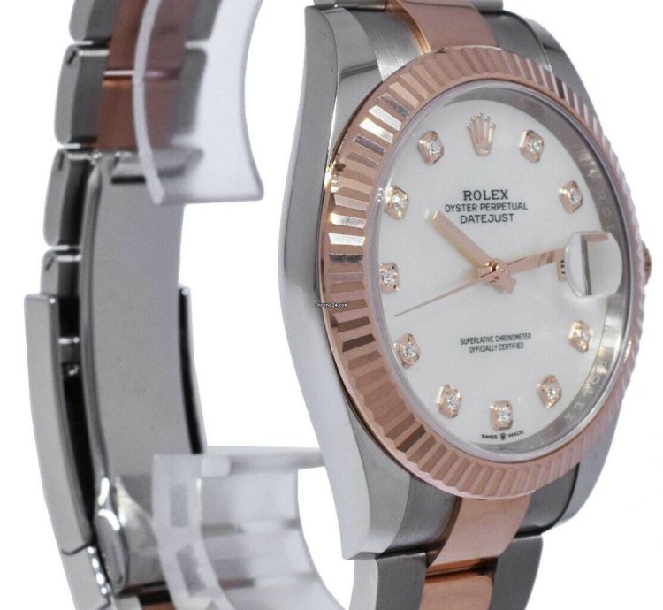 Rolex Datejust 41 Nos Rolex Datejust 18k Rosegold Steel 41 Mop Diamond Dial Watch 21 126331