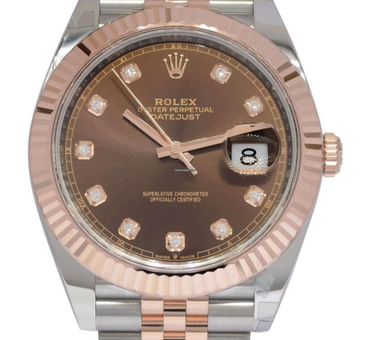 Rolex Datejust 41 Nos Rolex Datejust 41 18k Rose Gold Steel Chocolate Diamond Watch 24 126331