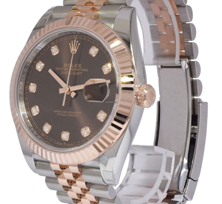 Rolex Datejust 41 Nos Rolex Datejust 41 18k Rose Gold Steel Chocolate Diamond Watch 24 126331