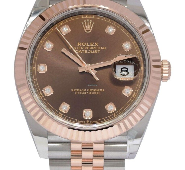 Rolex Datejust 41 Nos Rolex Datejust 41 18k Rose Gold Steel Chocolate Diamond Watch 24 126331
