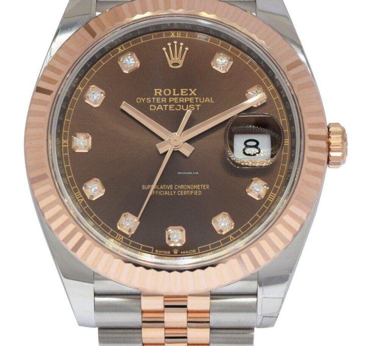 Rolex Datejust 41 Nos Rolex Datejust 41 18k Rose Gold Steel Chocolate Diamond Watch 24 126331