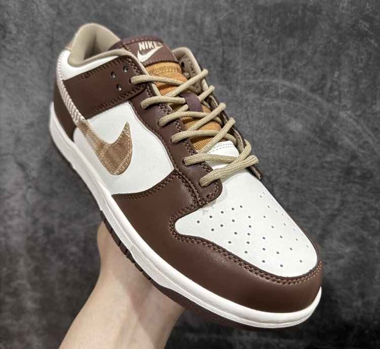 220 Nk Dunk Low Brown Plaid White And Brown Splicing S23a