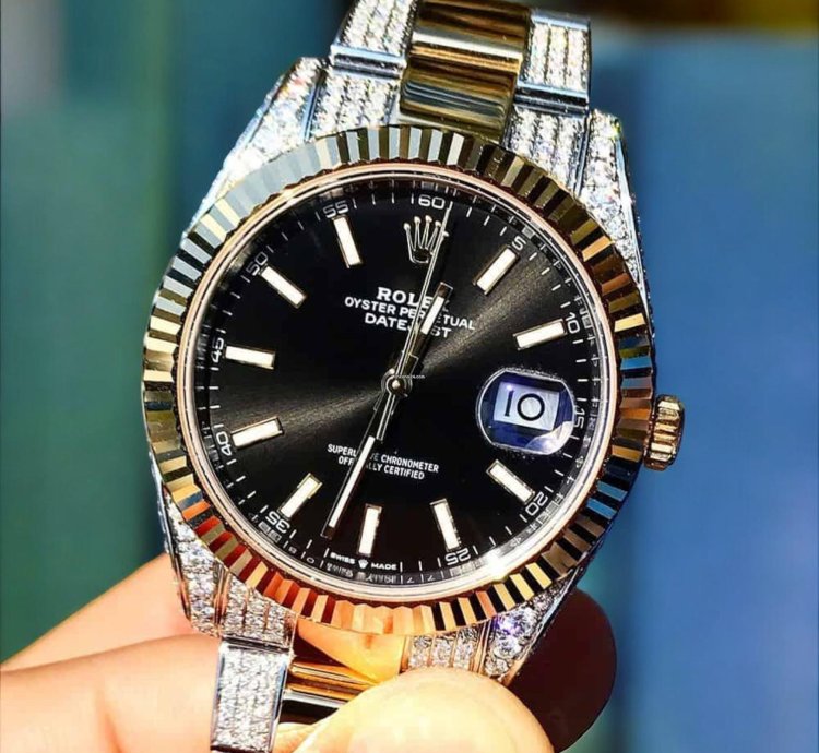 Rolex Datejust 41 Oyster Black Dial Custom Diamond-set - Iced Out