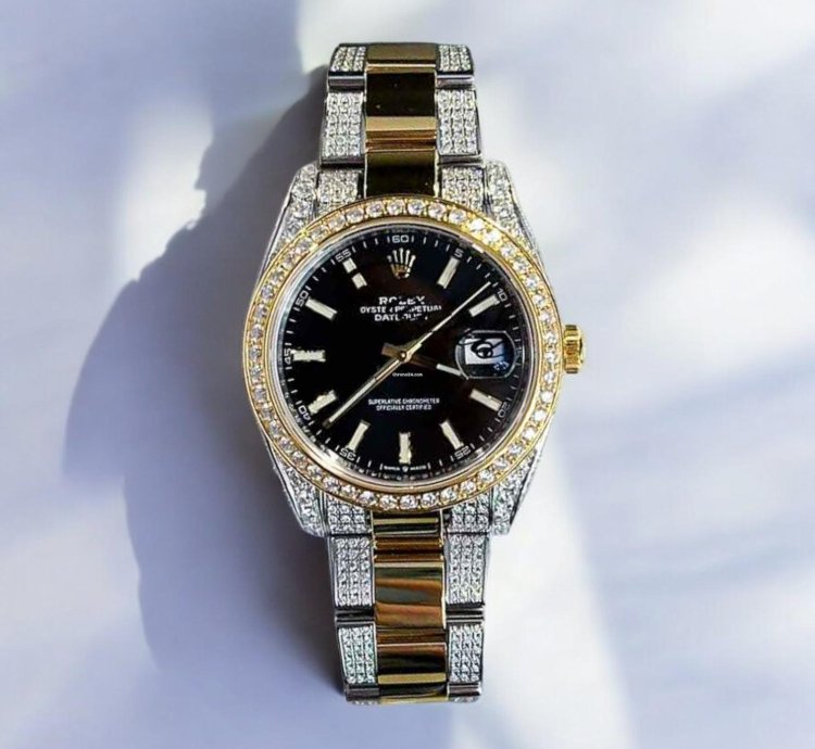 Rolex Datejust 41 Oyster Black Index Dial Custom Diamond-set - Iced Out