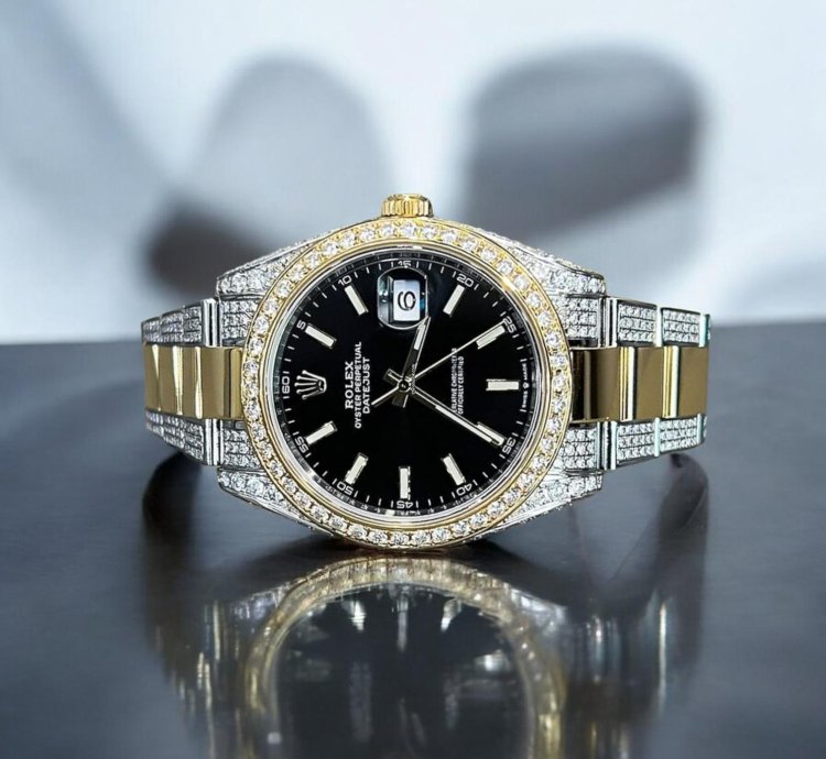 Rolex Datejust 41 Oyster Black Index Dial Custom Diamond-set - Iced Out