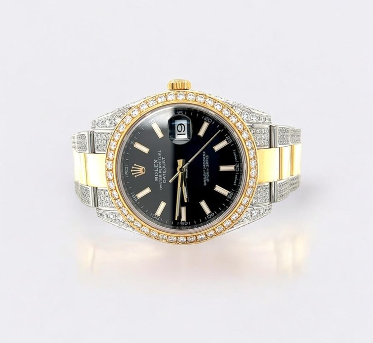 Rolex Datejust 41 Oyster Black Index Dial Custom Diamond-set - Iced Out