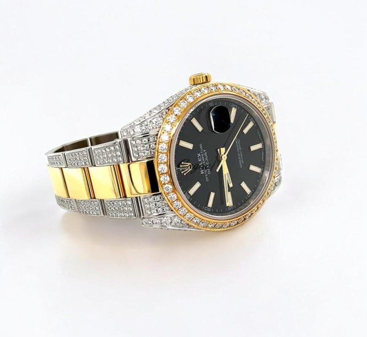 Rolex Datejust 41 Oyster Black Index Dial Custom Diamond-set - Iced Out