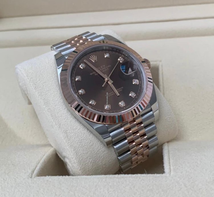 Rolex Datejust 41 Steel Rose Gold Datejust 41 Chocolate Diamond Dial 2023 Box Papers 126331