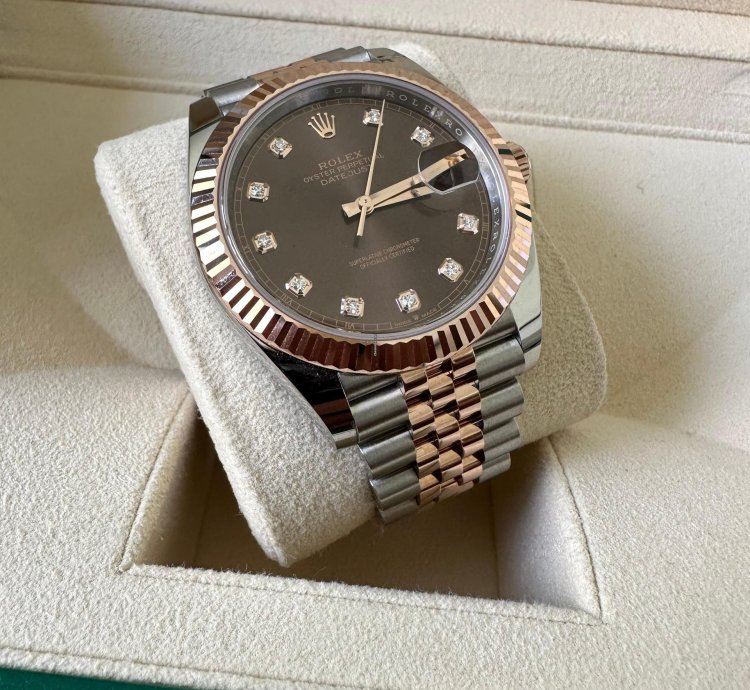 Rolex Datejust 41 Steel Rose Gold Datejust 41 Chocolate Diamond Dial 2023 Box Papers 126331
