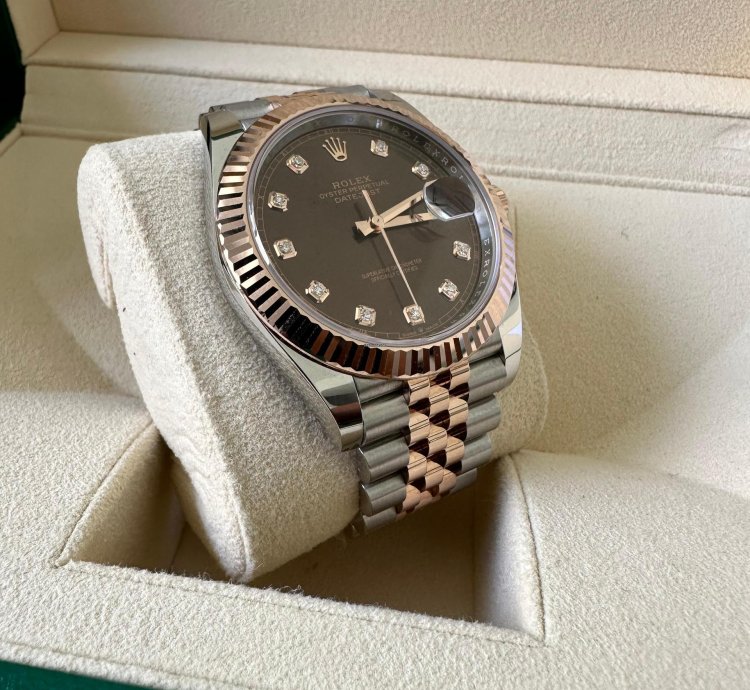 Rolex Datejust 41 Steel Rose Gold Datejust 41 Chocolate Diamond Dial 2023 Box Papers 126331