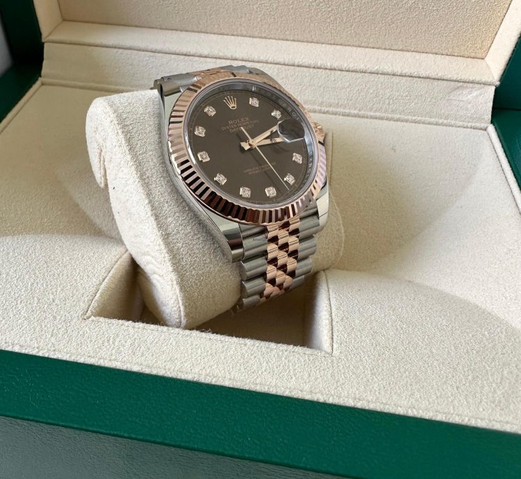 Rolex Datejust 41 Steel Rose Gold Datejust 41 Chocolate Diamond Dial 2023 Box Papers 126331