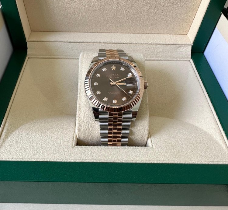 Rolex Datejust 41 Steel Rose Gold Datejust 41 Chocolate Diamond Dial 2023 Box Papers 126331