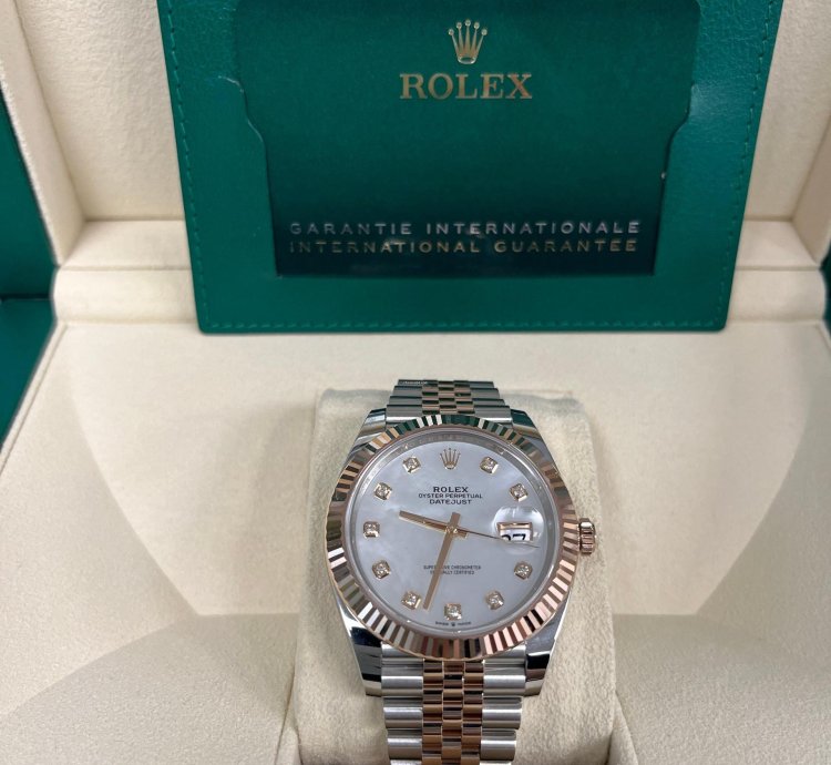 Rolex Datejust 41 Steel Rose Gold Fluted Bezel Mother Of Pearl Dial Jubilee 126331