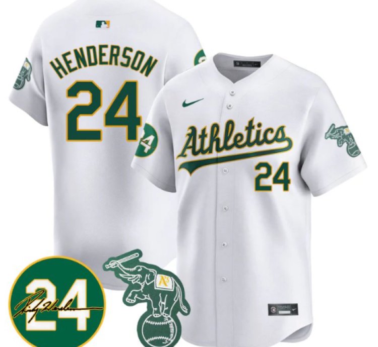 Ricky Henderson Jersey 24 Oakland Athletics 2025 Rickey Henderson Memorial Stitched White