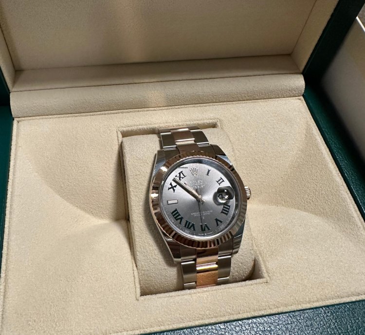 Rolex Datejust 41 Wimbledon 41 Bracelet Oyster Rosegold Full Stickers