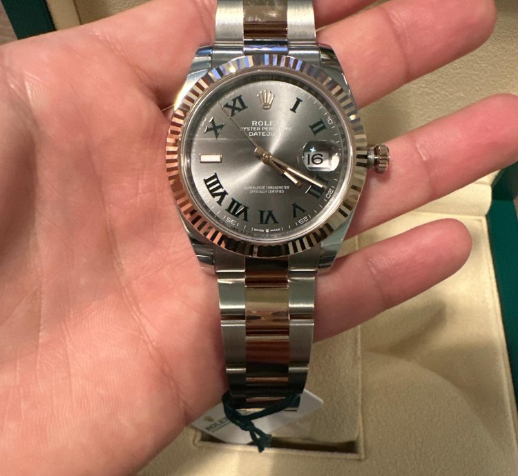 Rolex Datejust 41 Wimbledon 41 Bracelet Oyster Rosegold Full Stickers