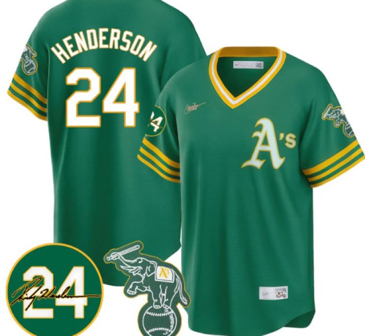 Ricky Henderson Jersey 24 Oakland Athletics 2025 Rickey Henderson Memorial Stitched Throwback