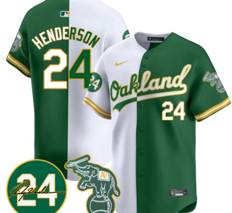 Ricky Henderson Jersey 24 Oakland Athletics 2025 Rickey Henderson Memorial Stitched Split