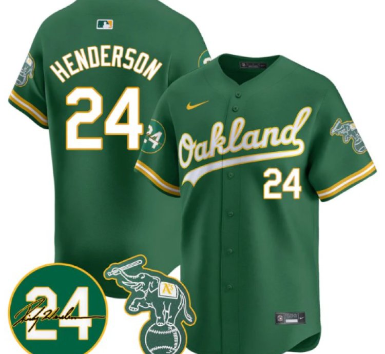 Ricky Henderson Jersey 24 Oakland Athletics 2025 Rickey Henderson Memorial Stitched Green