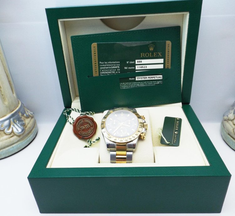 Rolex Daytona Ref 116523 New Stickers Black Dial Box Paper Serial