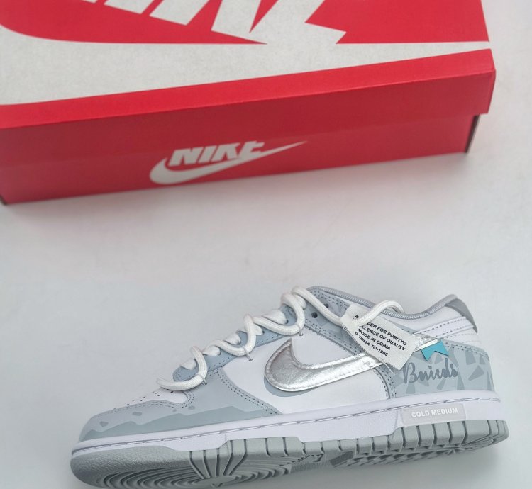 240 Nike Sb Dunk Low Silver Deconstruction Light Gray Blue Hf0730-160 - 13f32