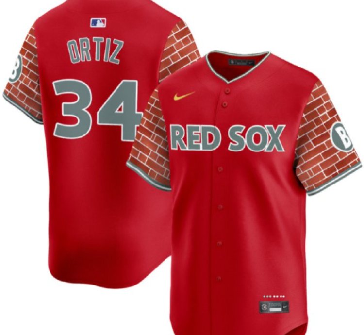 David Ortiz Jersey 34 Boston Red Sox 2025 Fenway Red Brick Style Vapor Premier Stitched Red