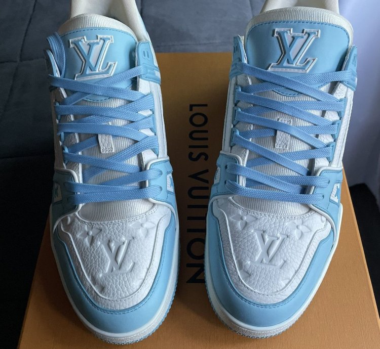 Louis Vuitton Sky Blue Monogram Trainer Sneaker