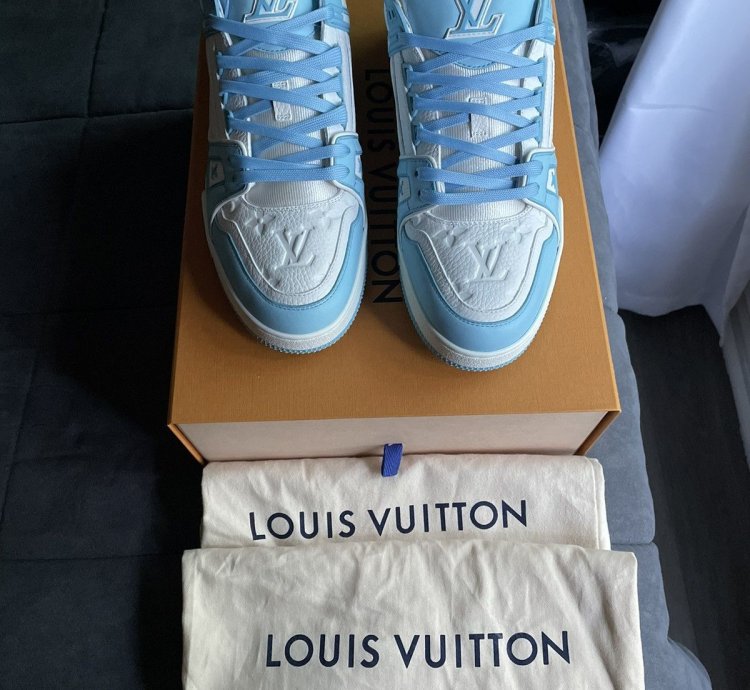 Louis Vuitton Sky Blue Monogram Trainer Sneaker