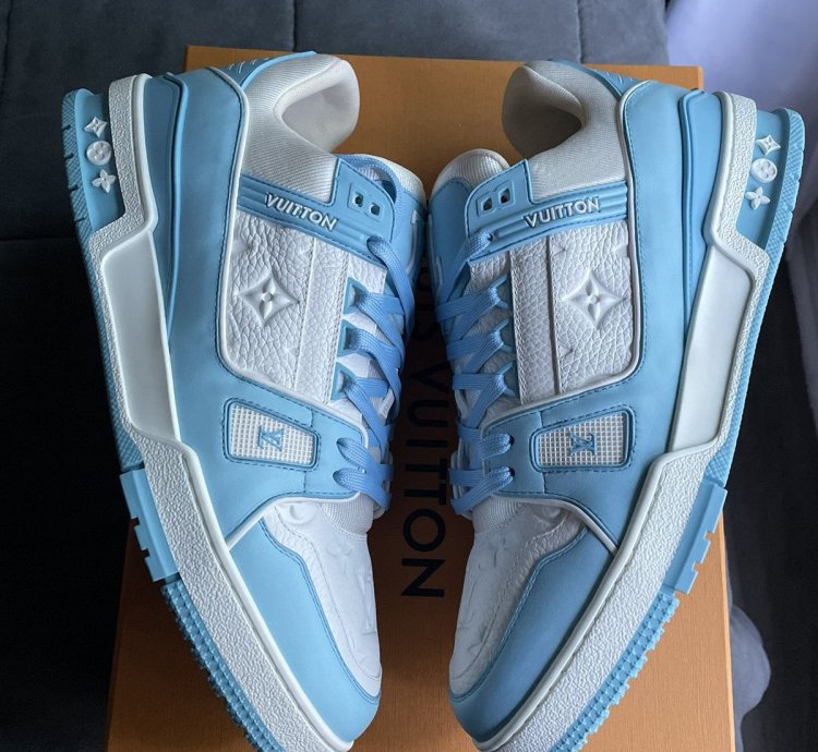 Louis Vuitton Sky Blue Monogram Trainer Sneaker