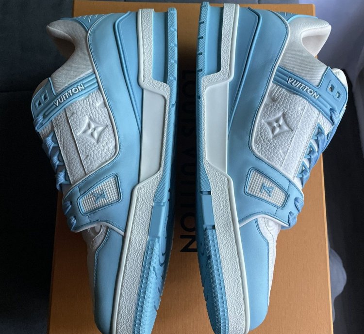 Louis Vuitton Sky Blue Monogram Trainer Sneaker