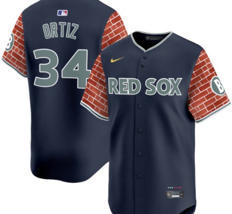 David Ortiz Jersey 34 Boston Red Sox 2025 Fenway Red Brick Style Vapor Premier Stitched Navy