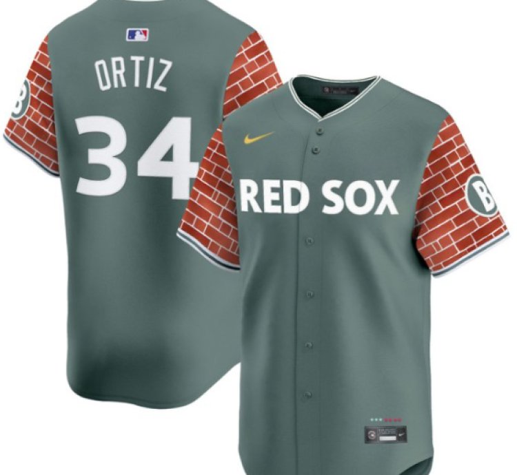 David Ortiz Jersey 34 Boston Red Sox 2025 Fenway Red Brick Style Vapor Premier Stitched Green