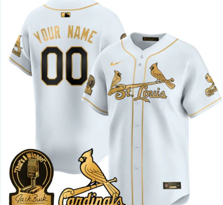 Custom St Louis Cardinals Jersey Name Number Jack Buck Limited Stitched White Gold