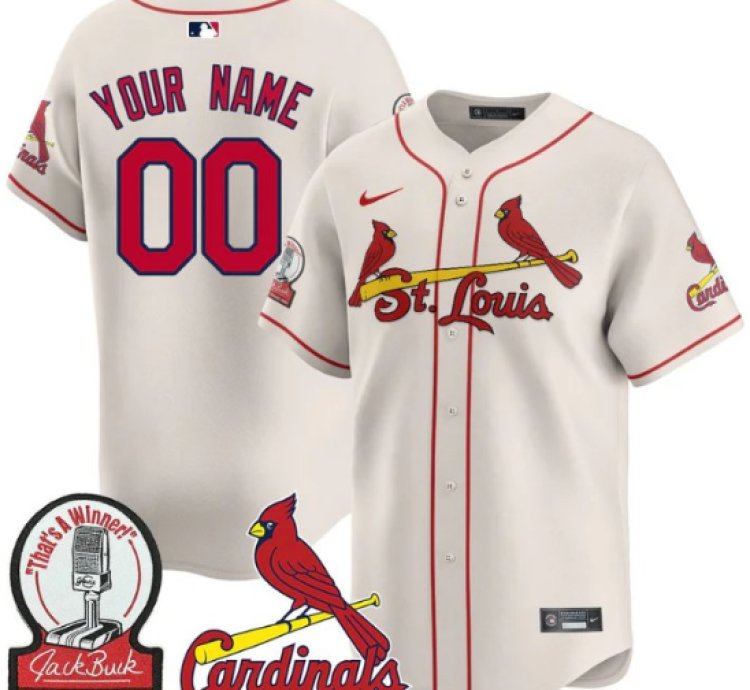 Custom St Louis Cardinals Jersey Name Number Jack Buck Limited Stitched Cream
