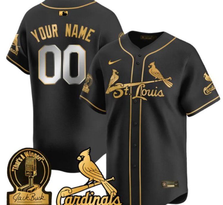 Custom St Louis Cardinals Jersey Name Number Jack Buck Limited Stitched Black Gold