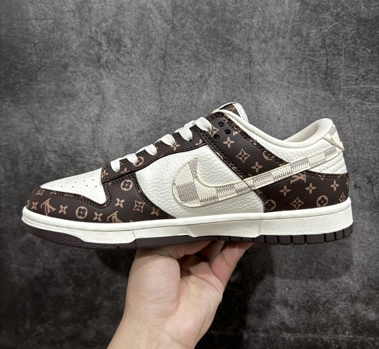 280 Nike Sb Dunk Low X Louis Vuitton White Brown Old Flower Sd213f