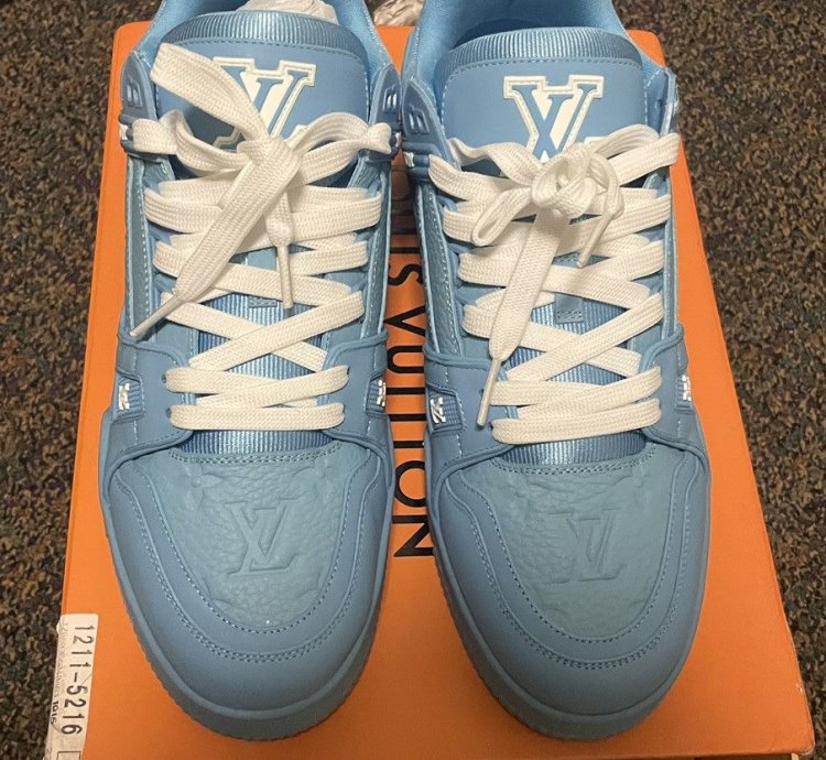 Louis Vuitton Trainers Blue Embossed Monogram
