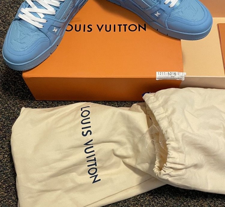 Louis Vuitton Trainers Blue Embossed Monogram