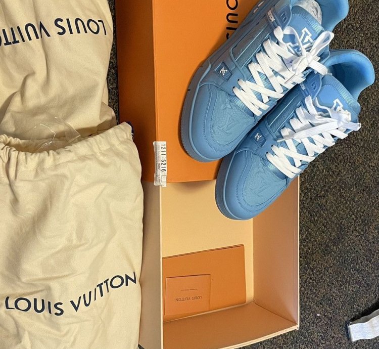 Louis Vuitton Trainers Blue Embossed Monogram