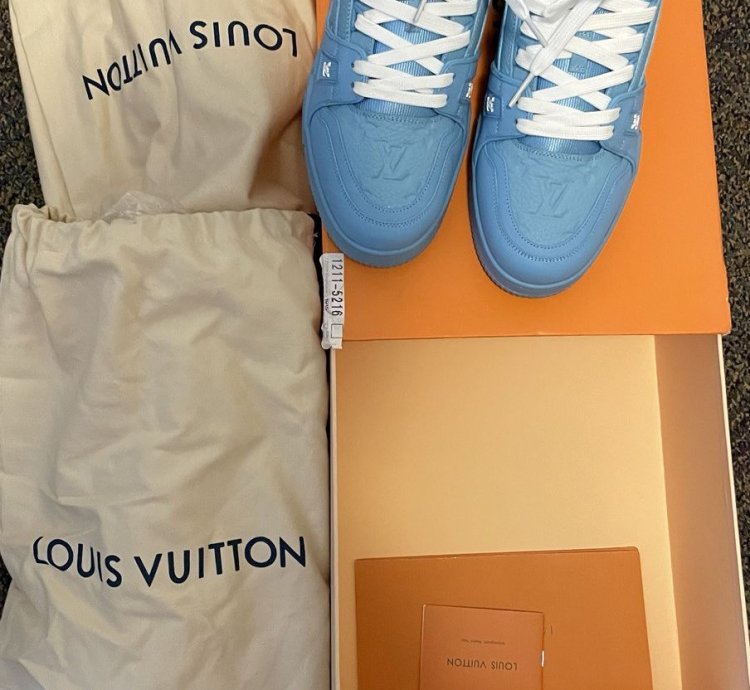 Louis Vuitton Trainers Blue Embossed Monogram