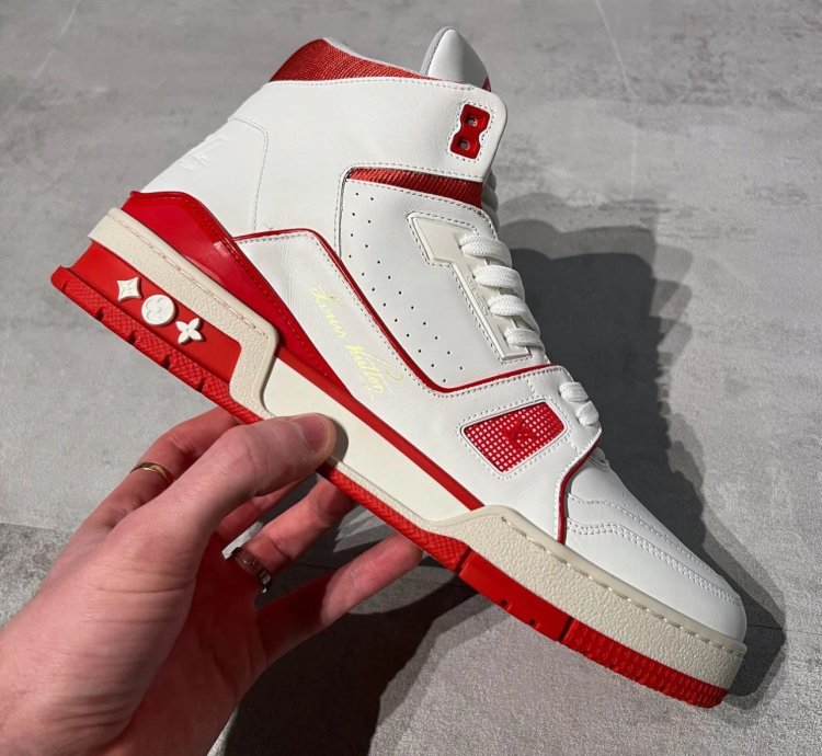 Louis Vuitton Vigil Abloh White Red High Top Trainers