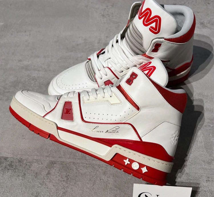 Louis Vuitton Vigil Abloh White Red High Top Trainers
