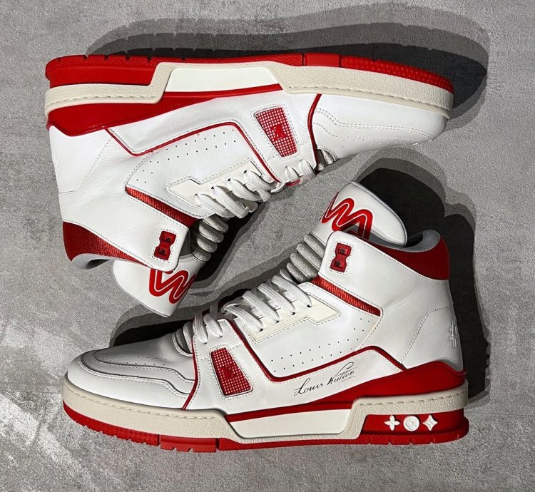 Louis Vuitton Vigil Abloh White Red High Top Trainers