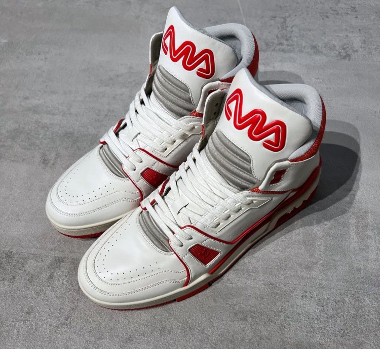 Louis Vuitton Vigil Abloh White Red High Top Trainers