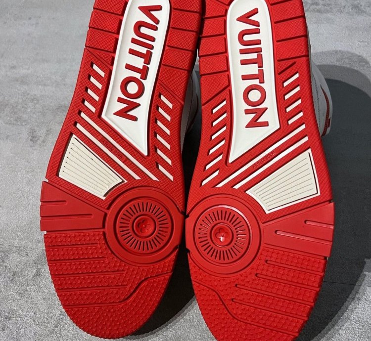 Louis Vuitton Vigil Abloh White Red High Top Trainers