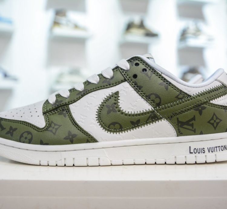 300 Lv X Nike Dunk Low Embossed White And Green Print Dq1098-362 213fd