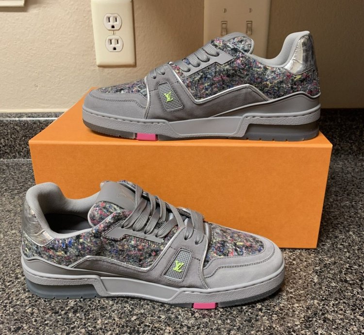 Louis Vuitton Virgil Abloh Ss21 Trainer Grey Volt Pink Lv8
